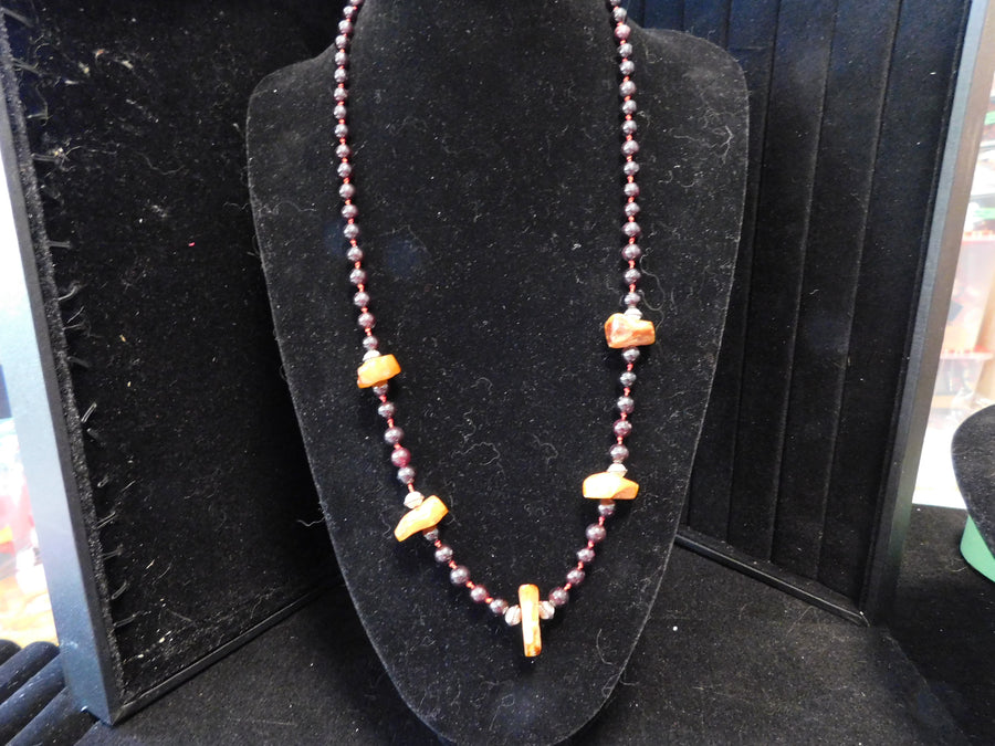 Baltic Amber with Garnet Necklace