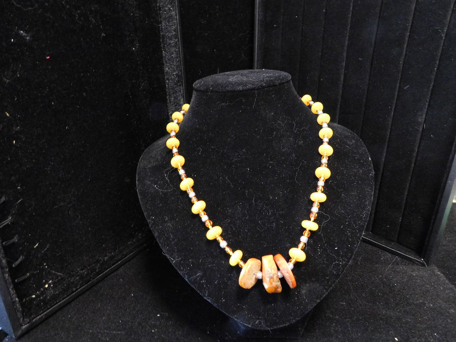 Baltic Amber with Citrine with yellow Jade Neclace