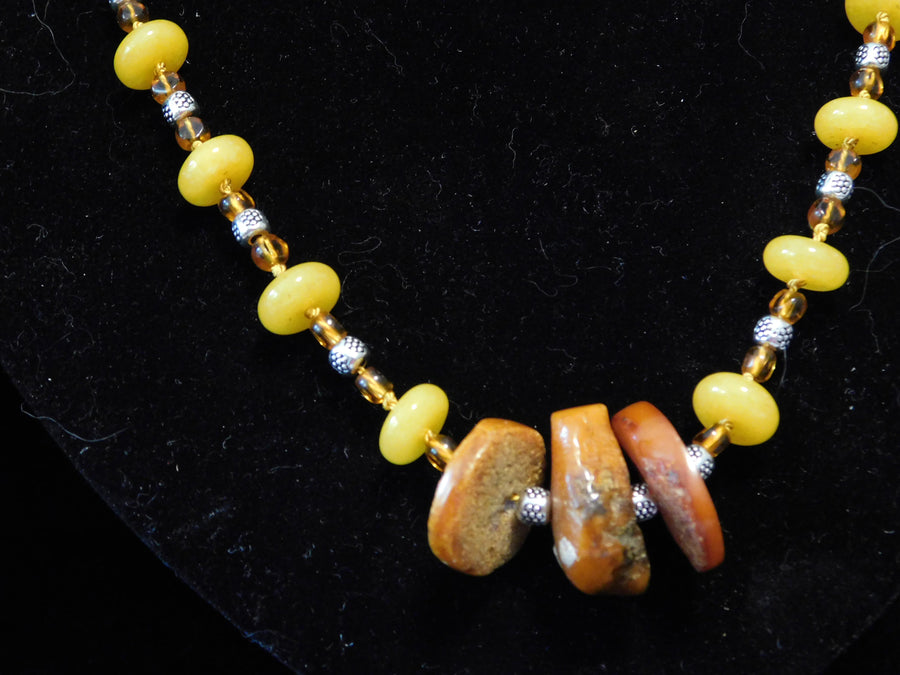Baltic Amber with Citrine with yellow Jade Neclace